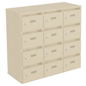 Meuble à courrier BIP BOP 12 portes mélaminé - L90xP40xH85 cm - Hêtre miel