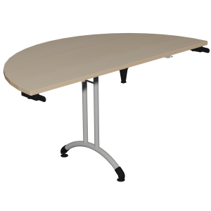 Table pliante VOLGA plateau ép.24 mm stratifié chant bois piètement époxy - demi-lune D140 cm - T6