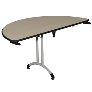 Table pliante VOLGA plateau ép.24 mm stratifié chant antichoc piètement époxy - demi-lune D140 cm - T6
