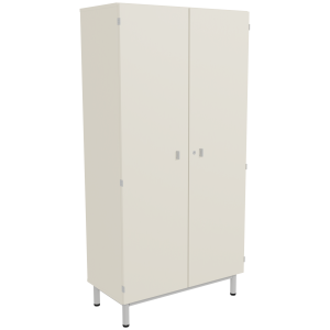 Armoire BIP BOP 2 portes mélaminé piètement époxy - L90xP45xH180 cm - Ivoire/gris alu RAL 9006