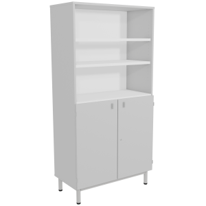 Bibliothèque BIP BOP 2 portes mélaminé pièt époxy - L90xP45xH180 cm - Gris perle/gris alu RAL 9006