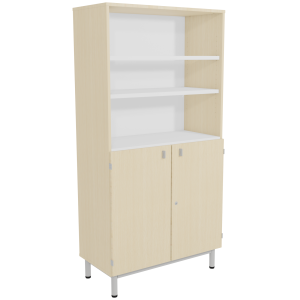 Bibliothèque BIP BOP 2 portes mélaminé pièt époxy - L90xP45xH180 cm - Hêtre miel/gris alu RAL 9006