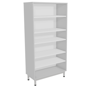 Bibliothèque BIP BOP mélaminé piètement époxy- L90xP43xH180 cm - gris perle/ gris alu RAL 9006
