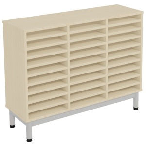 Meuble bas BIP BOP 30 cases méla pièt époxy - L104,5xP34,5xH81,5 cm -Hêtre miel/gris alu RAL 9006