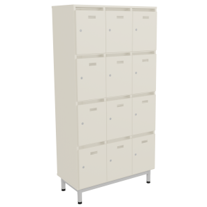 Meuble à courrier BIP BOP 12 portes méla pièt epoxy - L90xP45xH185 cm - Ivoire/gris alu RAL 9006