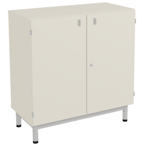 Meuble bas BIP BOP portes battantes mélaminé pièt époxy - L90xP45xH95 cm - Ivoire/ gris alu RAL 9006