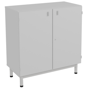 Meuble bas BIP BOP portes battantes méla pièt époxy - L90xP45xH95 cm - Gris perle/gris alu RAL 9006