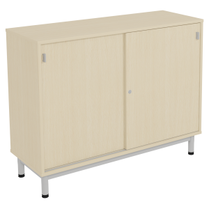 Meuble BIP BOP portes coulissantes méla pièt époxy- L120xP45xH95 cm - Hêtre miel/gris alu RAL 9006