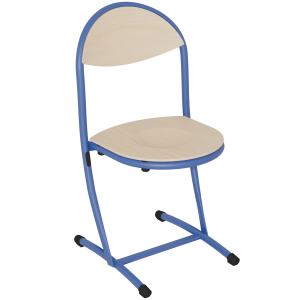 Chaise HÉLIA assise et dossier bois Blueprotech® piètement époxy - T6 - Bleu RAL 5002