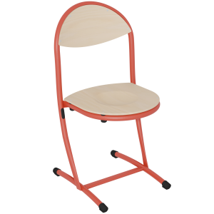 Chaise HÉLIA assise et dossier bois Blueprotech® piètement époxy - T6 - Rouge RAL 3000