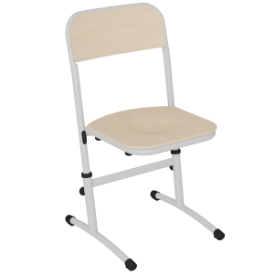 Chaise SAKI HR assise et dossier bois Blueprotech® piètement époxy - T3 à T6 - Gris alu RAL 9006