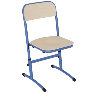 Chaise SAKI HR assise et dossier bois Blueprotech® piètement époxy - T3 à T6 - Bleu RAL 5002