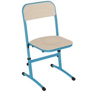 Chaise SAKI HR assise et dossier bois Blueprotech® piètement époxy - T3 à T6 - Bleu RAL 5019