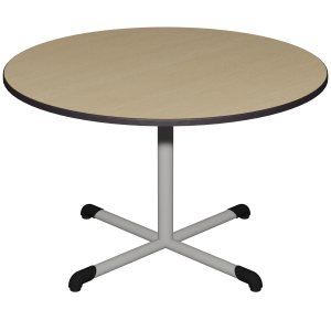 Table BANDANA plateau ép.24 mm stratifié chant polyuréthane piètement central époxy - D120 cm - T6