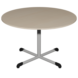 Table BANDANA plateau ép.19 mm mélaminé chant ABS piètement central époxy - D120 cm - T6