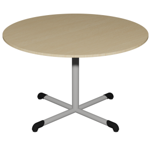 Table BANDANA plateau ép.19 mm mélaminé chant ABS piètement central époxy - D120 cm - T6