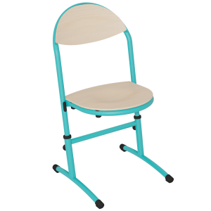 Chaise HÉLIA HR assise et dossier bois Blueprotech® piètement époxy - T3 à T6 - Bleu des îles RAL 5018