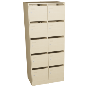 Meuble à courrier SIMÉO 2 colonnes mélaminé chant ABS - L78xP42xH180 cm - Hêtre miel