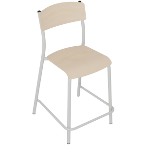 Chaise haute ANTIB assise et dossier bois Blueprotech® piètement époxy - H60 cm - Gris RAL 9006