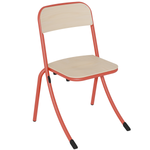Chaise TRÉVISE AST assise et dossier bois Blueprotech® piètement époxy - T6 - Rouge RAL 3000