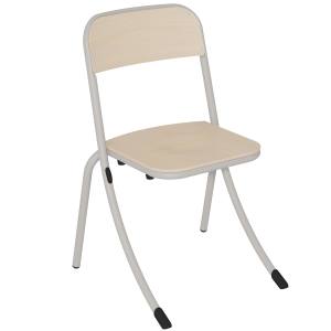 Chaise TRÉVISE AST assise et dossier bois Blueprotech® piètement époxy - T6 - Gris RAL 9007