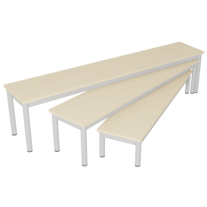 Bancs gigognes mélaminé ép.19 mm chant ABS piètement époxy - L120/140/160 cm - T0/T2/T4 - Hêtre miel