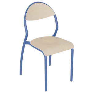 Chaise NUAGE assise et dossier bois Blueprotech® piètement époxy - T6 - Bleu RAL 5002