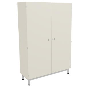 Armoire BIP BOP 2 portes mélaminé piètement époxy - L120xP45xH180 cm - Ivoire/gris alu RAL 9006