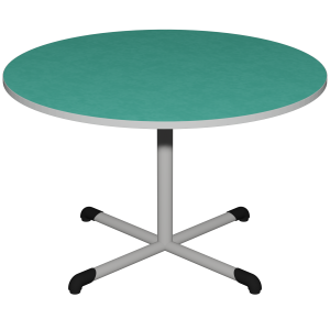 Table BANDANA plateau antibruit SOFTOP® chant ABS gris piètement central époxy - D120 cm - T6