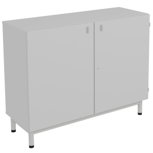 Meuble BIP BOP portes battantes mélaminé pièt époxy - L120xP45xH95 cm - Gris perle/gris alu RAL 9006