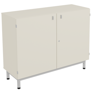 Meuble BIP BOP portes battantes mélaminé pièt époxy - L120xP45xH95 cm - Ivoire/gris alu RAL 9006