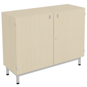 Meuble BIP BOP portes battantes mélaminé pièt époxy - L120xP45xH95 cm - Hêtre miel/gris alu RAL 9006