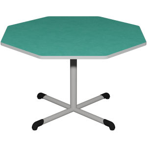 Table BANDANA plateau antibruit SOFTOP® chant ABS gris piètement central époxy - octogonale 120 cm - T6