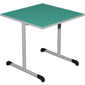 Table BANDANA DL plateau antibruit ép.26 mm SOFTOP® chant ABS gris piètement époxy - 80x80 cm - T6