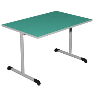 Table BANDANA DL plateau antibruit ép.26 mm SOFTOP® chant ABS gris piètement époxy - 160x80 cm - T6