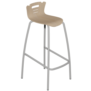 Tabouret ALTY coque Coraly bois Blueprotech® piètement époxy - H80 cm - Gris alu RAL 9006