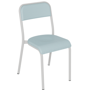 Chaise TRÉVISE 4 pieds assise et dossier tissu enduit GINKGO piètement époxy - T6