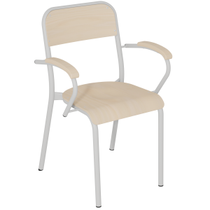 Bridge TRÉVISE 4 pieds assise et dossier bois Blueprotech® accoudoir et piètement époxy T6