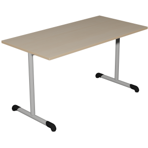 Table BANDANA DL plateau ép.24 mm stratifié chant bois piètement époxy - 140x70 cm - T6