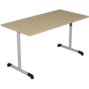 Table BANDANA DL plateau ép.24 mm stratifié chant bois piètement époxy - 140x80 cm - T6