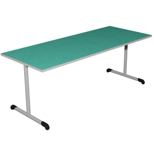 Table BANDANA DL plateau antibruit ép.26 mm SOFTOP® chant ABS gris piètement époxy - 200x80 cm - T6