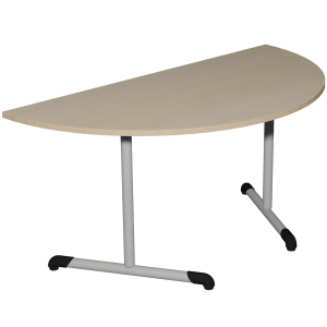 Table BANDANA DL plateau ép.24 mm stratifié chant bois piètement époxy - demi-lune D160 cm - T6