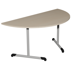 Table BANDANA DL plateau ép.19 mm mélaminé chant ABS piètement époxy - demi-lune D160 cm - T6