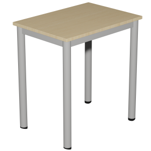 Table CARÉLIE mobile plateau ép.21 mm stratifié chant ABS piètement époxy - 70x50 cm - T6 - Hêtre miel/gris alu RAL 9006