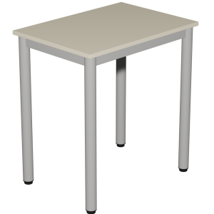Table CARÉLIE plateau ép.19 mm mélaminé chant ABS beige RAL 1001 piètement époxy - 70x50 cm - T6 - Ivoire/gris alu RAL 9006