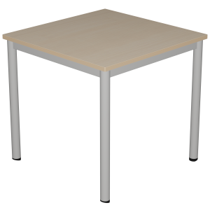 Table CARÉLIE mobile plateau ép.24 mm stratifié chant bois piètement époxy - 80x80 cm - T6
