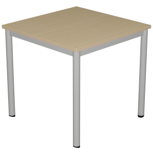Table CARÉLIE mobile plateau ép.24 mm stratifié chant bois piètement époxy - 80x80 cm - T6