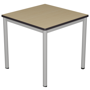 Table CARÉLIE mobile plateau ép.24 mm stratifié chant polyuréthane piètement époxy - 80x80 cm - T6