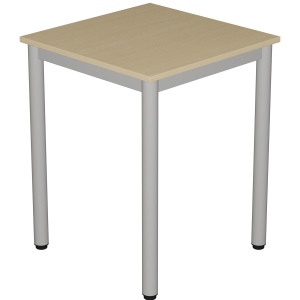 Table CARÉLIE plateau ép.19 mm mélaminé chant ABS piètement époxy - 80x80 cm - T6 - hêtre miel/gris alu9006