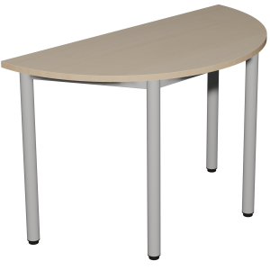 Table CARÉLIE plateau ép.24 mm stratifié chant bois piètement époxy - demi-lune D160 cm - T6